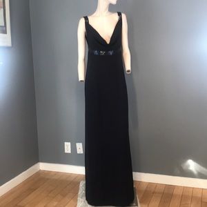 NWT Armani Collezioni Navy Blue Sequin Gown Sz 12